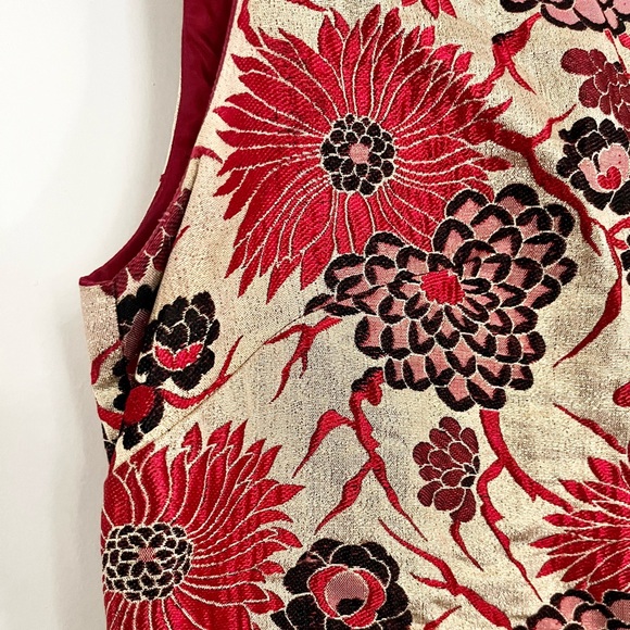 Vintage 1960s Silk Brocade Metallic Macy’s Jacquard Union Made Dress - Picture 4 of 7